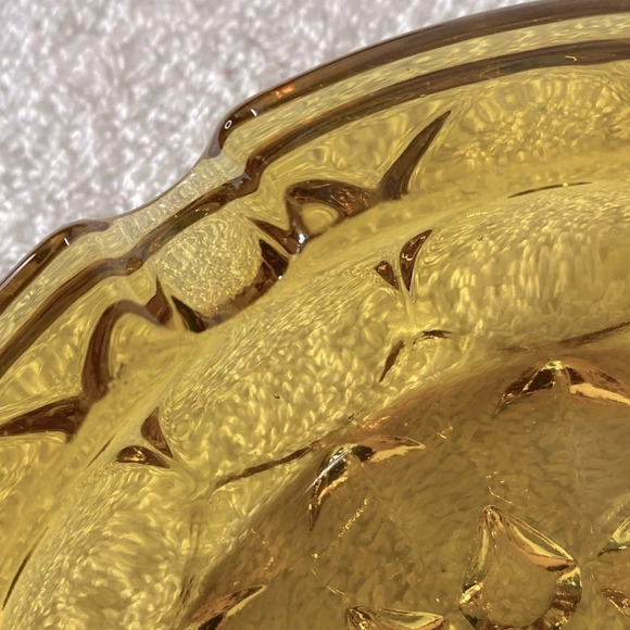 Vintage Anchor Hocking  Fairfield Round Amber Glass Ashtray Trinket Dish - Picture 5 of 11
